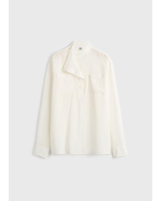 Totême White Overlapping Collar Blouse