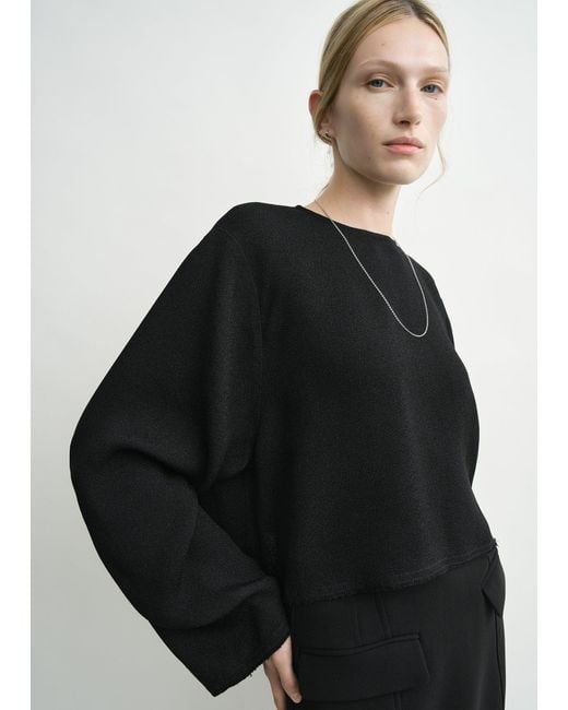Totême Black Cropped Sablé Blouse