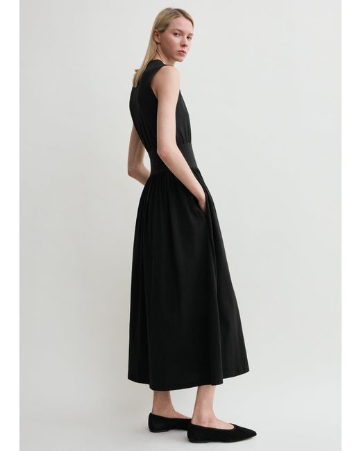 Totême Black Sleeveless Cotton Tee Dress