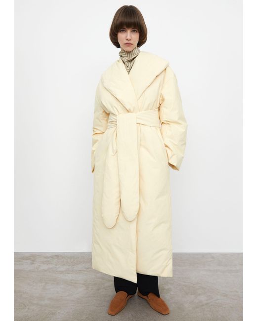 Totême Synthetic Down Robe Coat Creme in Natural Lyst
