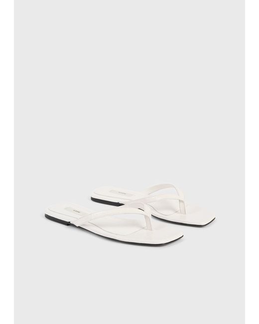 Totême  White Croco-Embossed Flip Flops