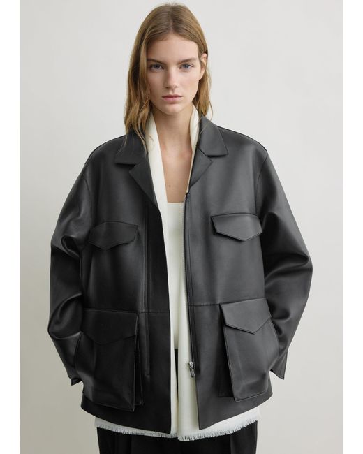 Totême  Black Army Leather Jacket