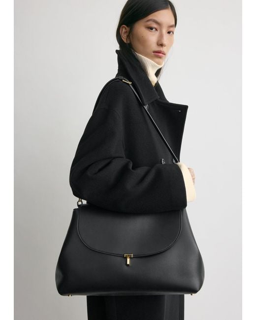 Totême  Black T-Lock Leather Satchel