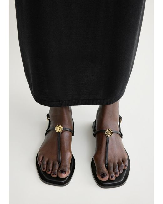 Totême  White T-Strap Nappa Sandals