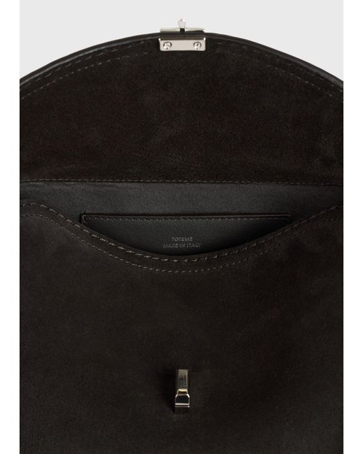 Totême Black T-Lock Suede Clutch