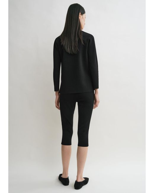 Totême Black Compact Knit Capri Trousers