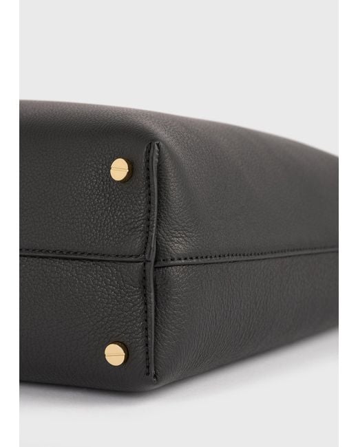 Totême  Black Medium Bevel Grained-Leather Bag