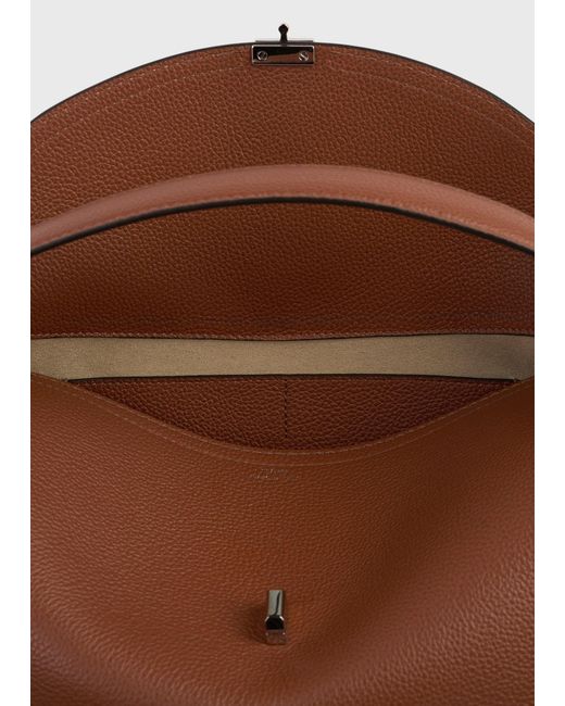 Totême Brown T-Lock Grained-Leather Top Handle