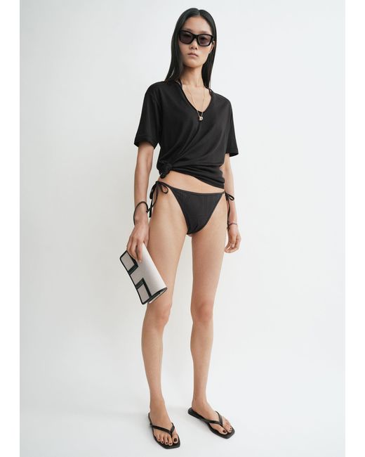 Totême Black Monogram Pointelle Bikini Bottoms