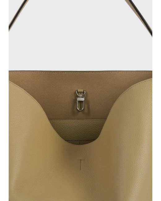 Totême White Medium Belted Grained-Leather Tote