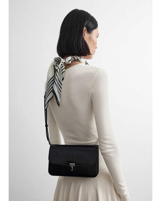 Totême White T-Lock Grained-Patent Crossbody