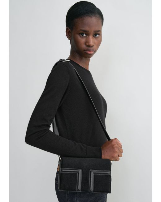 Totême Black Mini T-Flap Pony Hair Bag