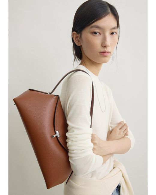 Totême  Brown T-Lock Grained-Leather Shoulder
