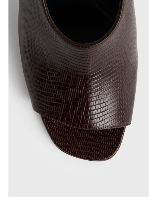 Totême Brown Contour Lizard-Embossed Slingbacks