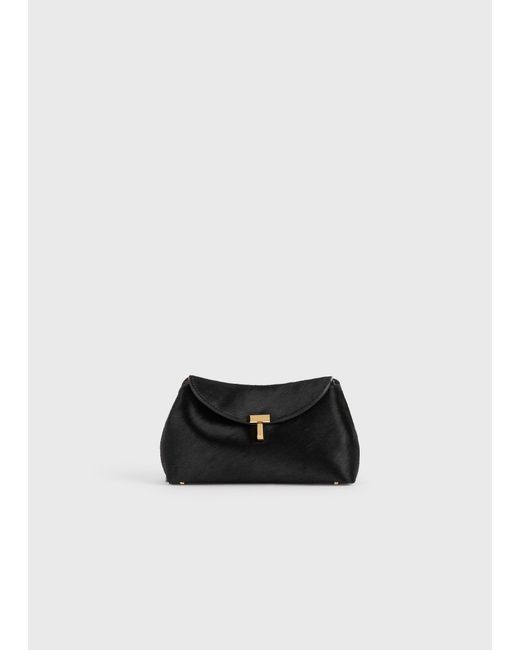 Totême White Mini T-Lock Pony Hair Clutch