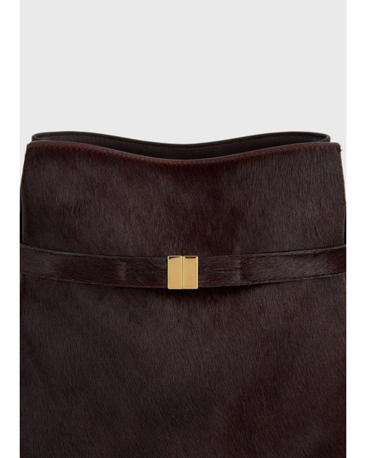 Totême White Belted Pony Hair Bucket Bag