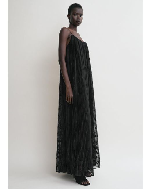 Totême Black Floral Tulle Dress