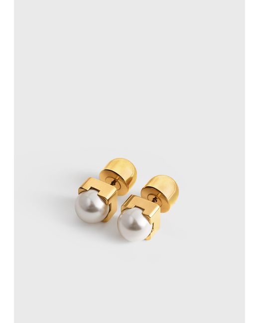 Totême White Faux Pearl Studs