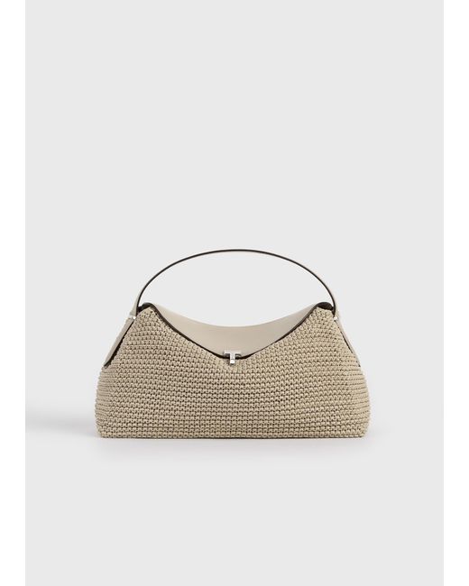 Totême  Natural T-Lock Woven-Leather Top Handle