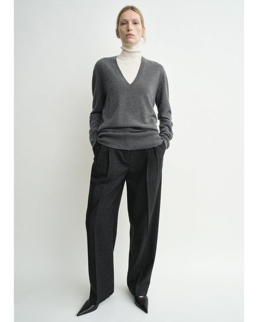 Totême Gray Double-Pleat Winter Trousers Charcoal