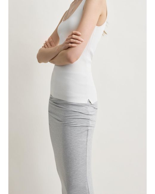 Totême White Draped Jersey Skirt Pale Mélange