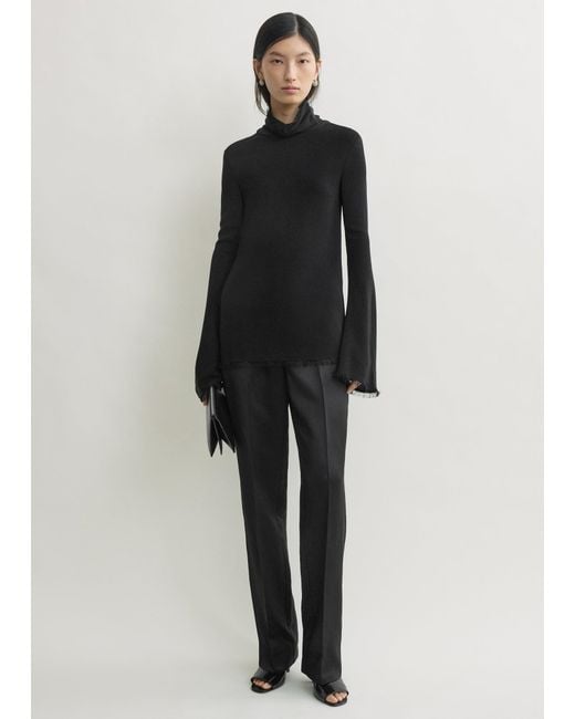 Totême Black Frayed-Edge Slim Top