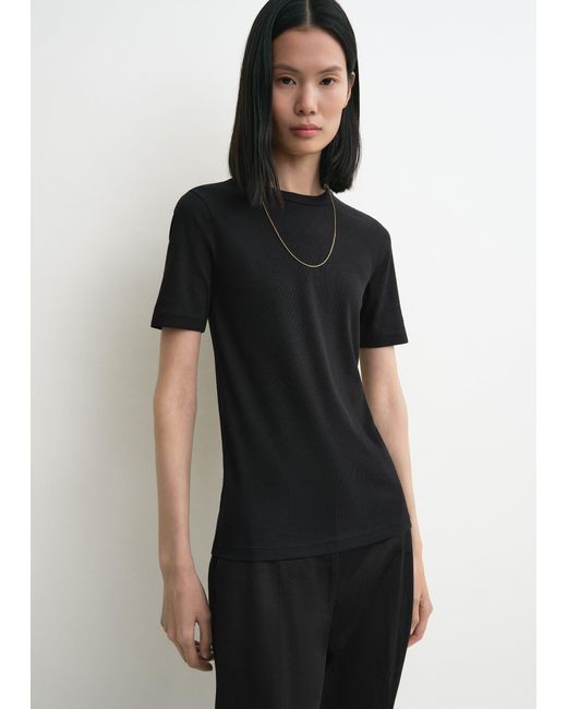 Totême Black Classic Rib Tee