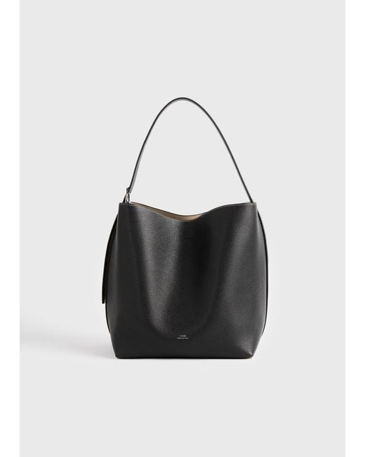 Totême Black Medium Belted Grained-Leather Tote