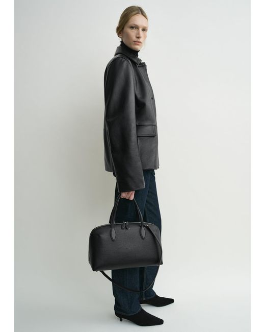 Totême Black Grained Leather Jacket