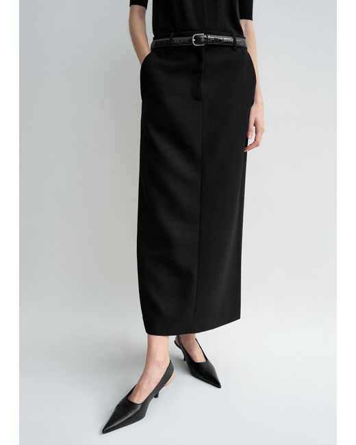 Totême Black Low-Waist Straight Skirt