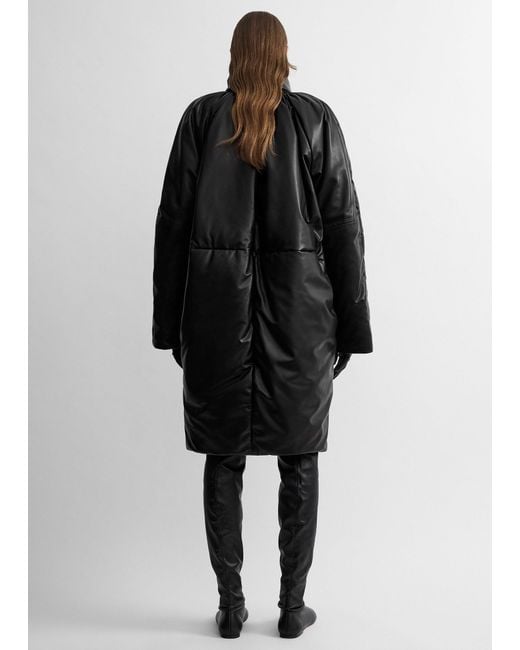 Totême Black Padded Leather Coat
