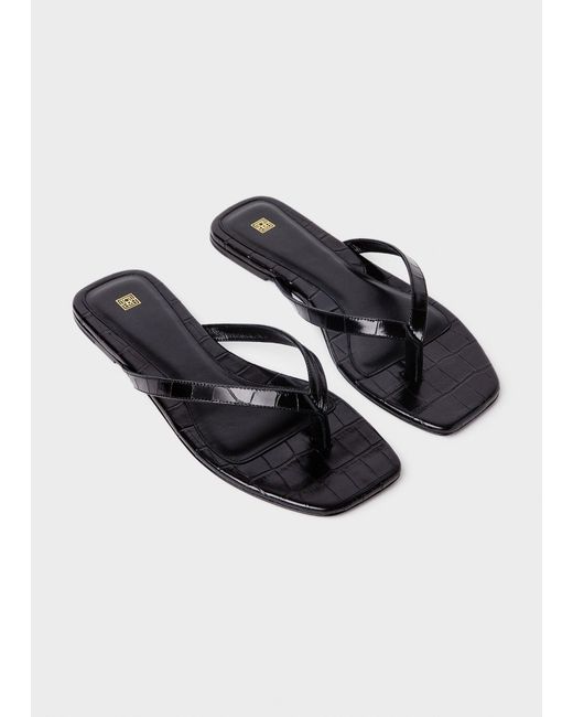 Totême White Croco-Embossed Flip Flops
