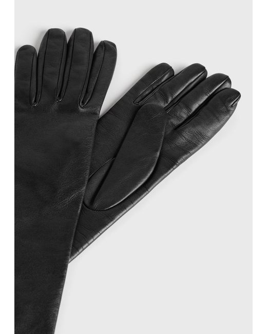 Totême Black Extra-Long Leather Gloves