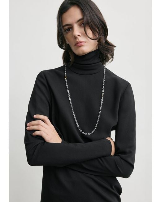 Totême Black High-Neck Twist Blouse