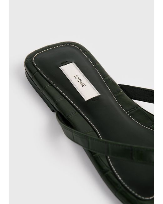Totême  White Croco-Embossed Flip Flops