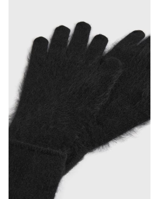 Totême Black Brushed Cashmere Gloves