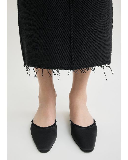 Totême White Frayed Satin Lounge Slippers