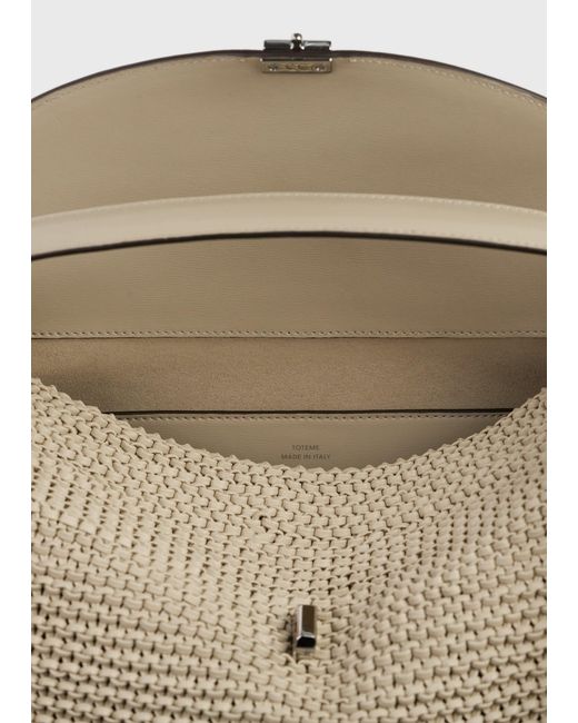 Totême  Natural T-Lock Woven-Leather Top Handle