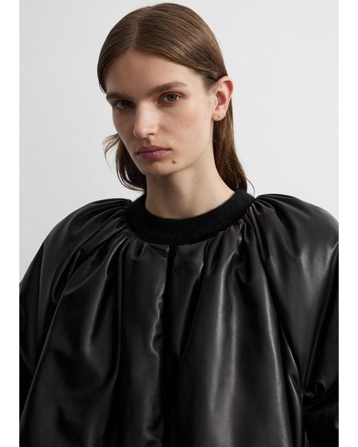 Totême Black Padded Leather Coat