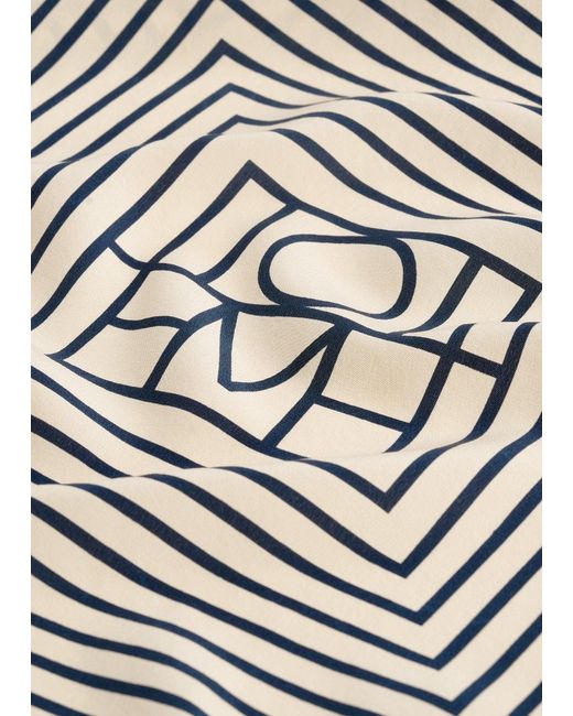 Totême White Signature Monogram Silk Scarf Crème