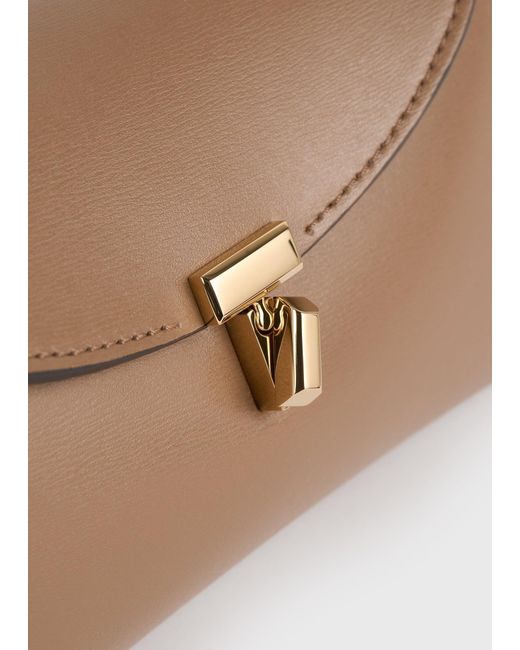 Totême White Mini T-Lock Leather Clutch