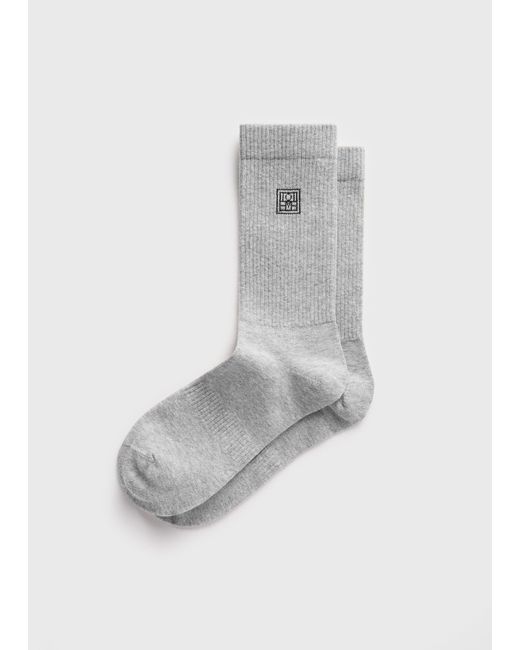Totême Gray Monogram Socks Light