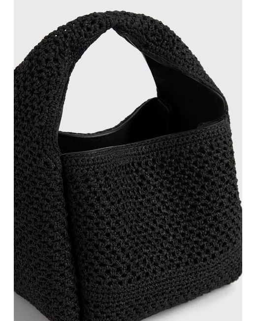 Totême Black Petite Crochet Bucket Bag
