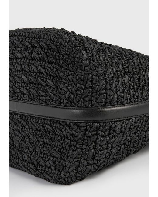 Totême Black Belted Paper Raffia Tote