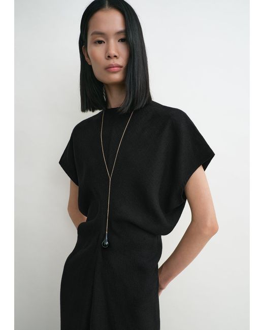 Totême Black Slouch Waist Basketweave Dress