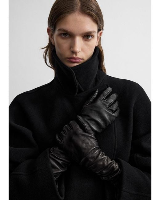 Totême Black Extra-Long Leather Gloves