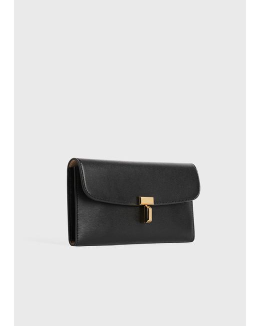 Totême  Black T-Lock Leather Wallet
