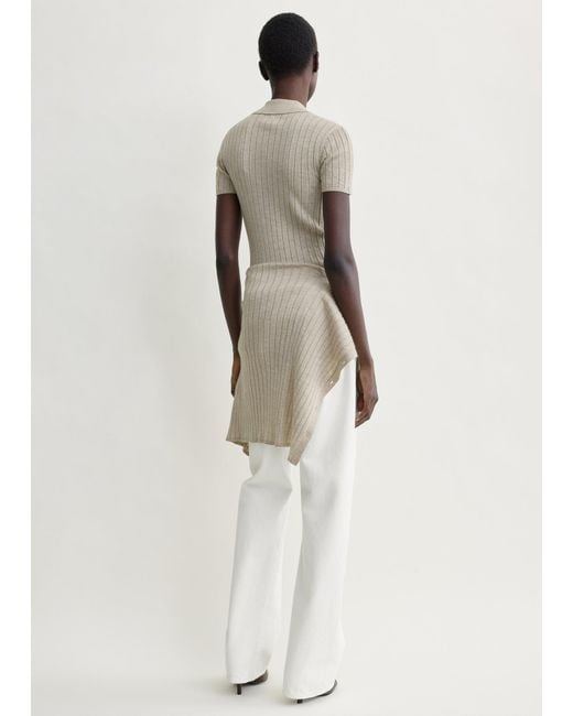 Totême White Ribbed Cashmere Silk Polo