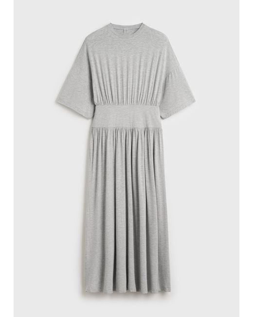 Totême White Jersey Tee Dress Pale Mélange