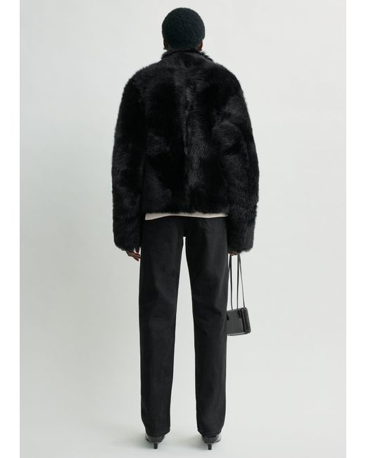 Totême Black Silky Shearling Jacket